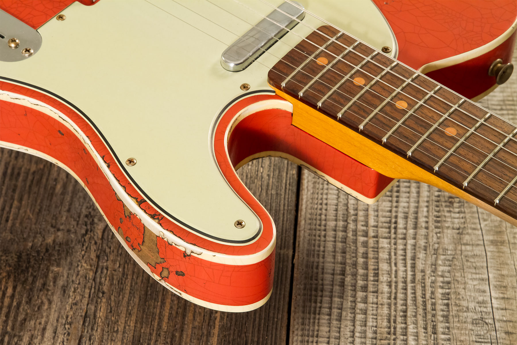Fender Custom Shop Tele Custom 1960 2s Ht Rw #cz580600 - Heavy Relic Tahitian Coral O. 3-color Sunburst - Tel shape electric guitar - Variation 5