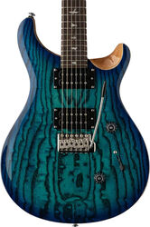 Double cut electric guitar Prs SE Exotic Veneer Custom 24 Burled Ash - Lake blue