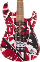 Str shape electric guitar Evh Striped Series Frankenstein Frankie - Red with black & white stripes