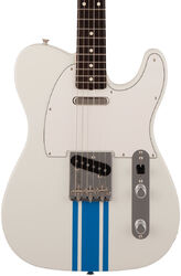 Tel shape electric guitar Fender Made in Japan Traditional 60s Telecaster - Olympic White w/ Blue Competition Stripe