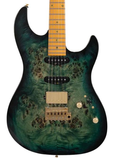 Str shape electric guitar Sire Larry Carlton S10 HSS - Transparent green