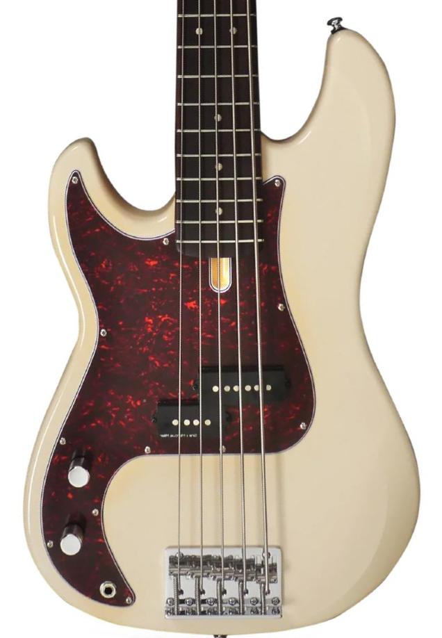Solid body electric bass Sire Marcus Miller P5R 5ST LH - Vintage white